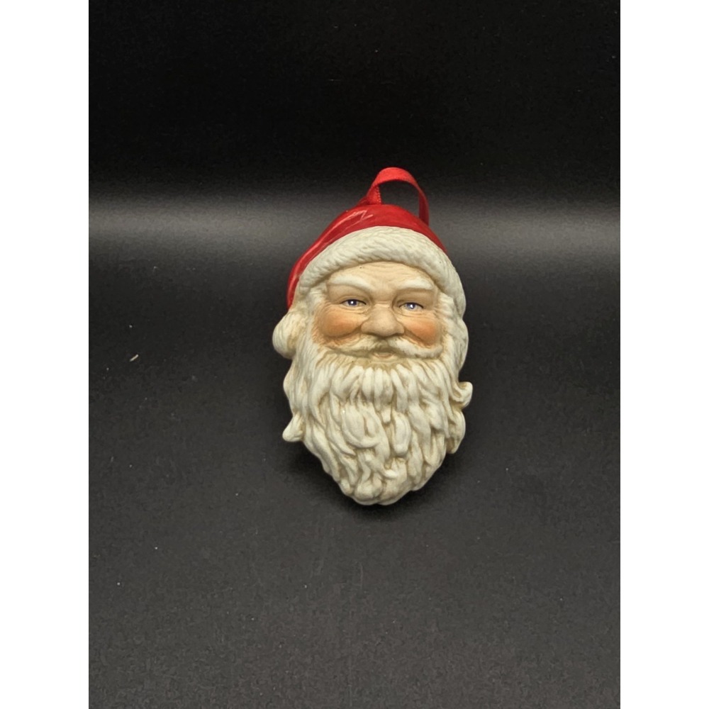 Vintage 3.5" Ceramic 3D Santa Head Christmas Ornament Midwest Imports Taiwan